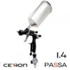 Краскопульт Cetron PASSA LV21310 1,4 мм (LVLP) с алюминиевым бачком